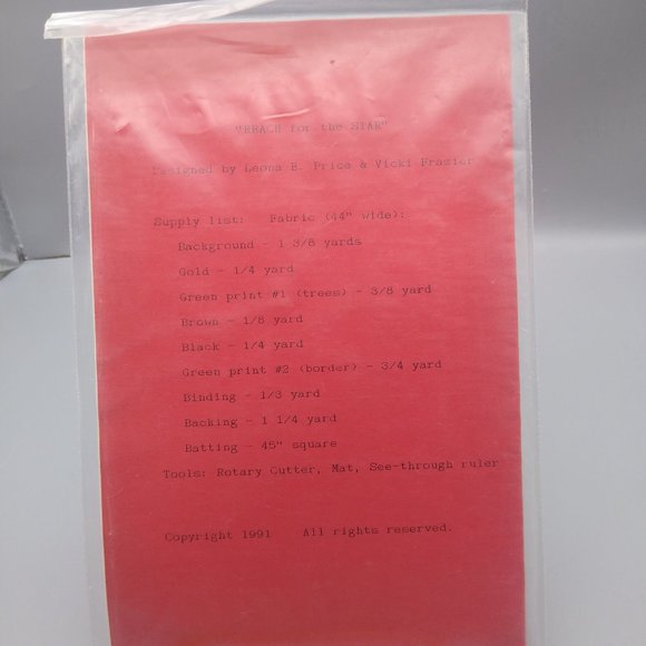 UNCUT Vintage Quilt Sewing Patterns, Reach for the Star Fabric Applique - Picture 2 of 2